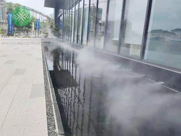 广州极悦安装嘉兴秉易售楼部景观人造雾系统案例