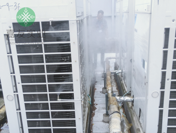 广州极悦注册喷雾降温系统助力丹林建筑空调外机降温项目
